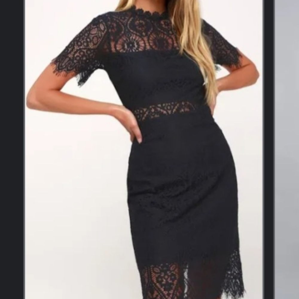 Lulu Black Lace Cocktail Dress